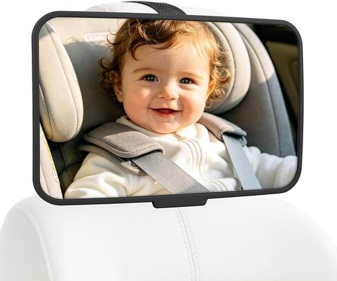 Baby Car Mirror, Rear-Facing Infant Seat Mirror, Shatter-Resistant, Pink | Rear-seat mirror helps parents view a rear-facing baby; shatter-resistant design supports stable backseat visibility in Kuwait