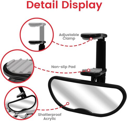 Forward Baby Rear View Mirror for Car - Clip Baby Car Mirror | 360-Degree Adjustable Baby Car Mirror without Dead Angle and Telescopic Clamping Arm, Shatterproof in Kuwait