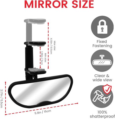 Forward Baby Rear View Mirror for Car - Clip Baby Car Mirror | 360-Degree Adjustable Baby Car Mirror without Dead Angle and Telescopic Clamping Arm, Shatterproof in Kuwait