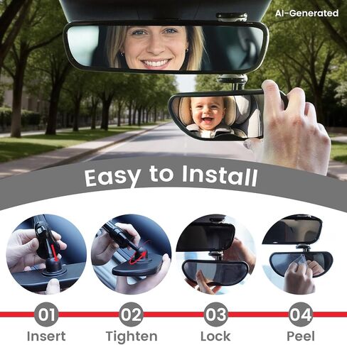 Forward Baby Rear View Mirror for Car - Clip Baby Car Mirror | 360-Degree Adjustable Baby Car Mirror without Dead Angle and Telescopic Clamping Arm, Shatterproof in Kuwait