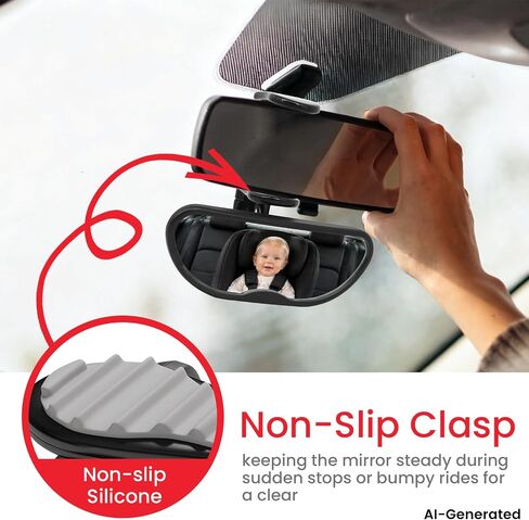 Forward Baby Rear View Mirror for Car - Clip Baby Car Mirror | 360-Degree Adjustable Baby Car Mirror without Dead Angle and Telescopic Clamping Arm, Shatterproof in Kuwait