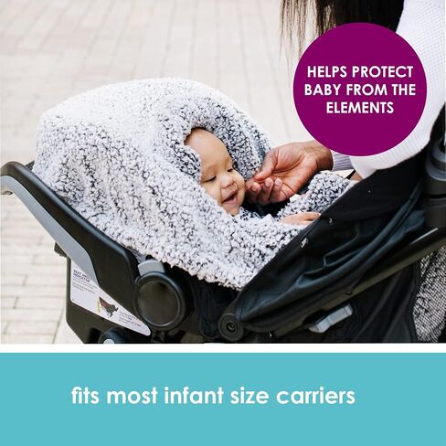 JJ Cole Winter Baby Car Seat Cover - Winter Car Seat Cover for Baby Seat or Stroller - Infant Car Seat Covers with Warm Sherpa Lining - Cuddly Gray in Kuwait