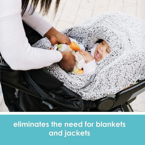 JJ Cole Winter Baby Car Seat Cover - Winter Car Seat Cover for Baby Seat or Stroller - Infant Car Seat Covers with Warm Sherpa Lining - Cuddly Gray in Kuwait