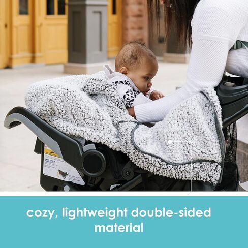 JJ Cole Winter Baby Car Seat Cover - Winter Car Seat Cover for Baby Seat or Stroller - Infant Car Seat Covers with Warm Sherpa Lining - Cuddly Gray in Kuwait