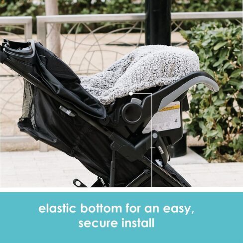 JJ Cole Winter Baby Car Seat Cover - Winter Car Seat Cover for Baby Seat or Stroller - Infant Car Seat Covers with Warm Sherpa Lining - Cuddly Gray in Kuwait