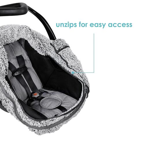 JJ Cole Winter Baby Car Seat Cover - Winter Car Seat Cover for Baby Seat or Stroller - Infant Car Seat Covers with Warm Sherpa Lining - Cuddly Gray in Kuwait