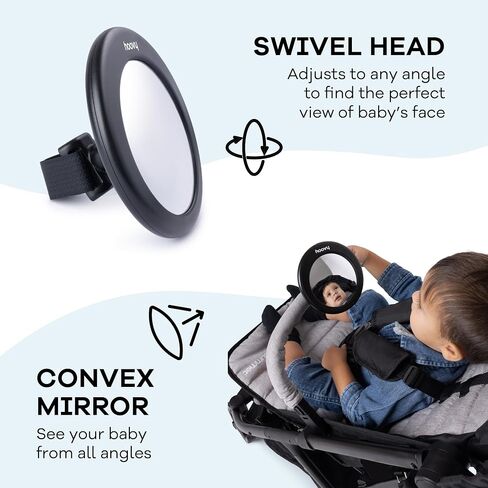 Stroller Mirror – Shatter-Resistant Baby Mirror, 360° - 5in - Adjustable, Wide View Stroller or Carriage Mount – Black in Kuwait
