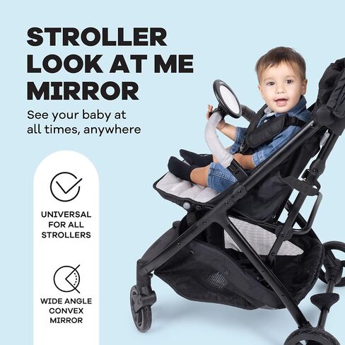 Stroller Mirror – Shatter-Resistant Baby Mirror, 360° - 5in - Adjustable, Wide View Stroller or Carriage Mount – Black in Kuwait
