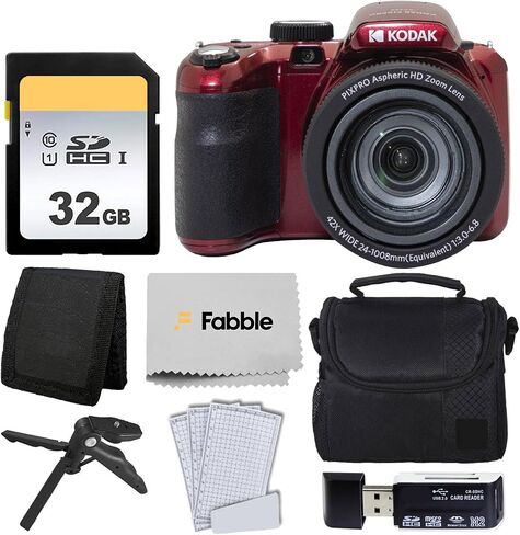 Kodak PIXPRO AZ425 Digital Camera Bundle with 64GB Memory Card + Camera Case (Black) + USB Card Reader + Table Tripod + Accessories (Black) in Saudi Arabia