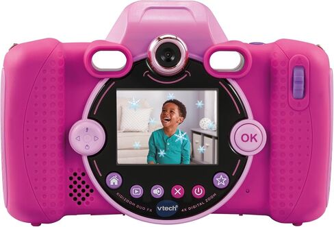 VTech KidiZoom Duo FX, Kids Camera with Colour Screen, 8MP, Photos, Selfies & Videos, AR Filters, 20 Games, 75 Photo & Video Effects, Filters & Frames, for Infants Aged 3, 4, 5, 6, 7 + Years, Pink in Kuwait
