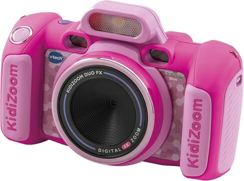 VTech KidiZoom Duo FX, Kids Camera with Colour Screen, 8MP, Photos, Selfies & Videos, AR Filters, 20 Games, 75 Photo & Video Effects, Filters & Frames, for Infants Aged 3, 4, 5, 6, 7 + Years, Pink in Kuwait