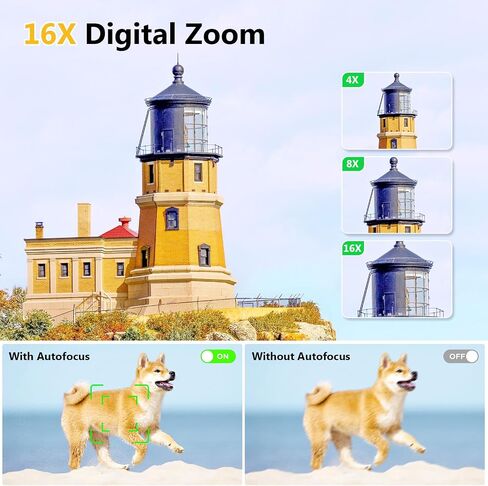 4K Digital Camera for Photography, Vlogging Cameras for YouTube with WiFi, Autofocus Touchscreen Point and Shoot Digital Camera for Beginner with 16X Zoom, 32GB Card, 2 Batteries, White in Kuwait