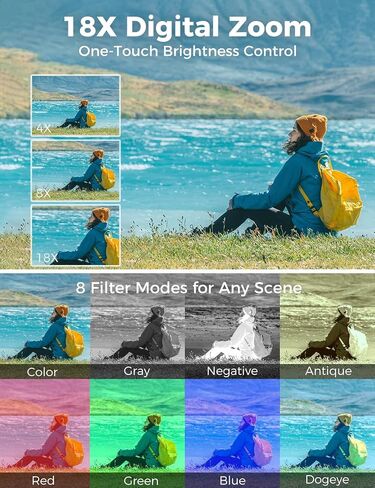 5K 64MP Autofocus Digital Camera, 360° Ring Light with 32GB SD Card | Dual front & rear cameras with 5 instant filters | One‑click skin smoothing | Pocket‑sized | 64MP stills capability in Kuwait