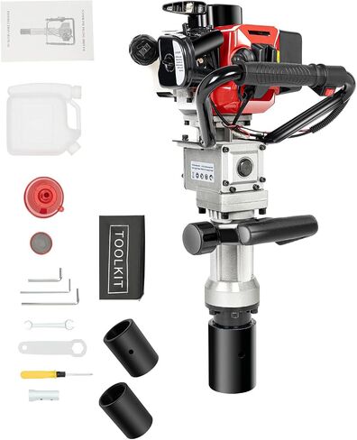 Gas Powered T Post Driver, 2 Stroke 32.7cc Fence Post Pounder 900W Manual Portable Lightweight Petrol Piledriver Handheld Pile Pounder, Internal Vibration Dampening in Kuwait