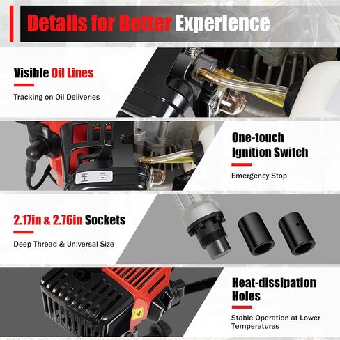 Gas Powered T Post Driver, 2 Stroke 32.7cc Fence Post Pounder 900W Manual Portable Lightweight Petrol Piledriver Handheld Pile Pounder, Internal Vibration Dampening in Kuwait
