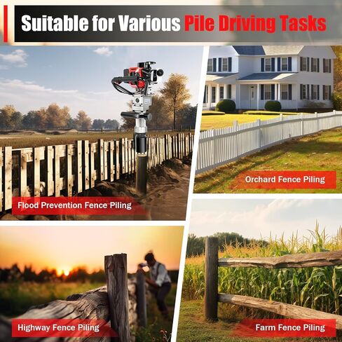 Gas Powered T Post Driver, 2 Stroke 32.7cc Fence Post Pounder 900W Manual Portable Lightweight Petrol Piledriver Handheld Pile Pounder, Internal Vibration Dampening in Kuwait