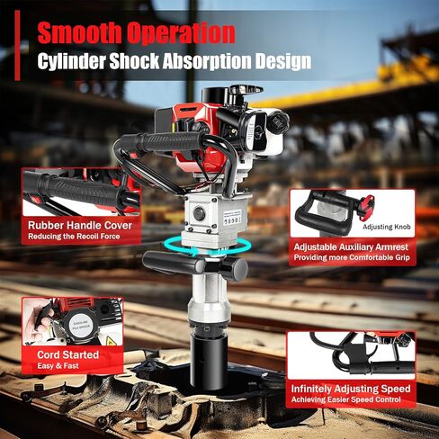 Gas Powered T Post Driver, 2 Stroke 32.7cc Fence Post Pounder 900W Manual Portable Lightweight Petrol Piledriver Handheld Pile Pounder, Internal Vibration Dampening in Kuwait