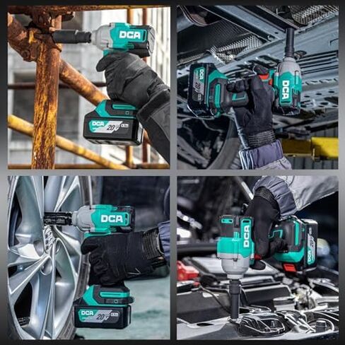 DCA Cordless Drill Set, 354 in-lbs Torque, 3/8" Keyless Chuck and DCA Cordless Impact Wrench 1/2 INCH, Max 503Ft-lbs/682N.m Brushless Impact Gun, 2.0Ah Battery and 2 * 4.0Ah Battery in Kuwait