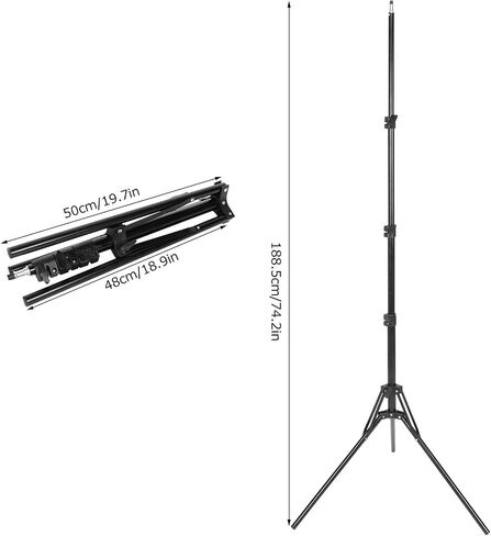 Fafeicy Ring Light Stand Adjustable Floor Support Holder Tall Stable Setup for Photography Makeup Metal Black 50 to 188.5cm 1 Pack in Kuwait