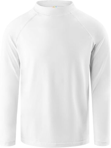Rash Guard for Boys Long Sleeve Swim Shirts UPF+ 50 Rashguard Quick Dry 7-8Y White in Kuwait