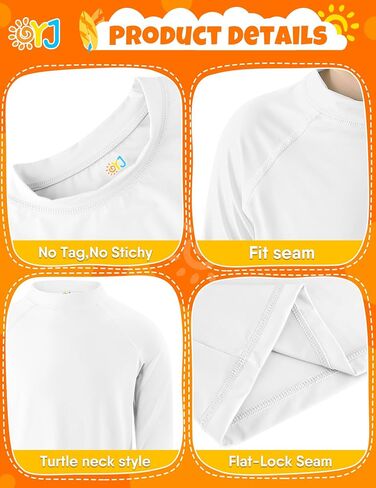 Rash Guard for Boys Long Sleeve Swim Shirts UPF+ 50 Rashguard Quick Dry 7-8Y White in Kuwait