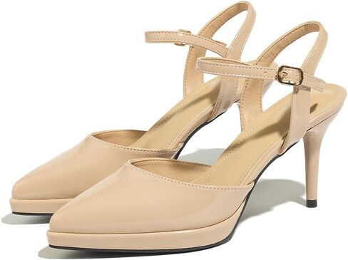 Women's Closed Pointed Toe High Heels | Stiletto Slingback Pumps Ankle Strap Wedding Dress Shoes in Kuwait