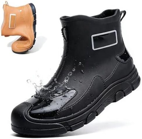 Short Rain Boots for Women’s Lug Sole Platform Waterproof Wide Calf Ankle Rain boots with Removable Comfort Insole Fashion Round Toe Anti-Slip Rubber Garden Outdoor Work Deck Mud Chelsea Boots in Saudi Arabia