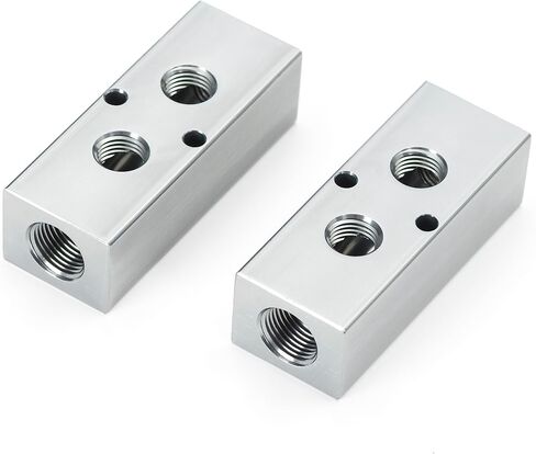 1/2" NPT 3 Port and 3/8" 1 Port Air Manifold Block for 3/4" Air Compressor Outlet Kits, Pneumatic Manifold Compressed Air Distribution Block with Mounting Hole Aluminum 2PCS in Saudi Arabia