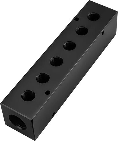 Air Manifold, Air Compressor Manifold, Aluminum Air Hose Inline Manifold Block Splitter, Pneumatic Manifold Air Distribution Block, NPT 1/2 Inch Supply Port, NPT 1/4 Inch Output Port (6 Way 8 Port) in Kuwait