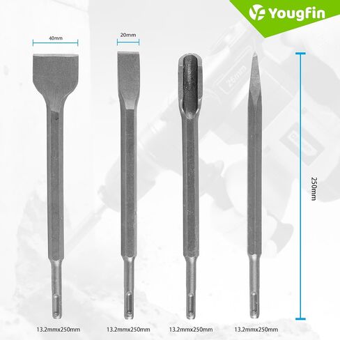 17-Piece SDS-Plus Rotary Hammer Drill Bit & Chisel Set, YG8C Carbide Tips, U-Flute Design for Concrete, Brick & Stone in Kuwait