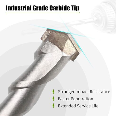 17-Piece SDS-Plus Rotary Hammer Drill Bit & Chisel Set, YG8C Carbide Tips, U-Flute Design for Concrete, Brick & Stone in Kuwait