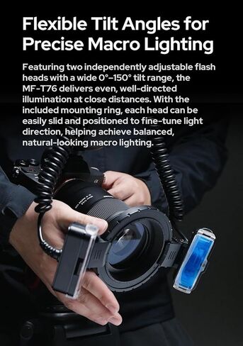 Godox MF-T76S MF-T76 S Macro Twin Flash for Sony Camera Flash Speedlight,76Ws 2.4G TTL 1/8000 HSS,LCD Display Adapter Rings,1.2s Recycle Time,550 Full Power Flash in Kuwait
