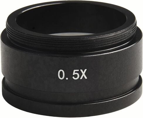 Microscope Objective Lens for C-Mount Camera, 42mm Thread Barlow Auxiliary Lens, FMC Coated Aluminum Alloy Industrial Microscope Accessory Black(0.7X) in Kuwait