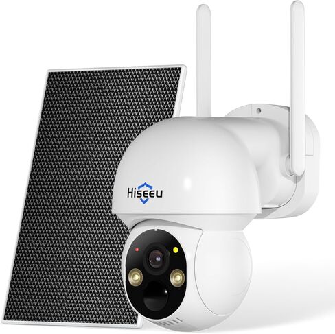 Hiseeu Solar Wireless Security Camera Outdoor, 2.4G & 5G WiFi,Color Night Vision, 360° View, Pan & Tilt, 100% Wire-Free Add on Cam Compatible with 100% Wireless Home Security Camera System in Kuwait