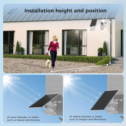 Hiseeu Solar Wireless Security Camera Outdoor, 2.4G & 5G WiFi,Color Night Vision, 360° View, Pan & Tilt, 100% Wire-Free Add on Cam Compatible with 100% Wireless Home Security Camera System in Kuwait