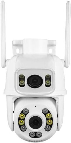 ICSEE WiFi Camera Security 6MP Dual Lens Wireless PTZ Waterproof Human Detection Full Color Night Vision 65ft, Alexa Supported (Dual Lens White 6MP), Black in Kuwait