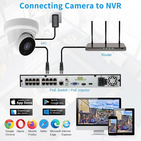 8MP 4K IP PoE Turret Camera Outdoor, H.265 PoE IP Security Dome Camera with 80ft Night Vision, 2.8mm Lens, 105° Wide Angle, Built-in Mic, WDR, Compatible with Third-Party NVRs and Software in Kuwait