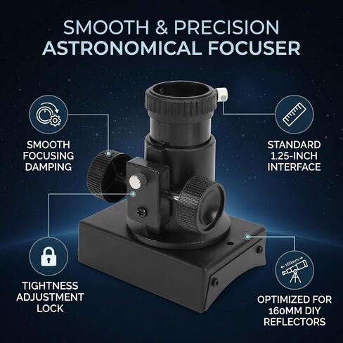 Reflective Telescope Focusing Seat, Astronomical Telescope Focuser with 1.25 Inch Interface & Locking Knob, for DIY Newton Reflector and 160mm PVC Tube in Kuwait