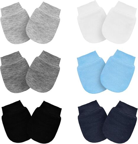 6 Pairs Baby Mittens No Scratch Mittens Infant Toddler Soft Gloves Essentials Unisex for 0-6 Months Boys Girls in Kuwait