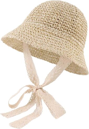 Baby Girl Sun Hat Straw Hat Outdoor Summer Beach Sun Protection Cap for Infant Toddler Girls in Kuwait