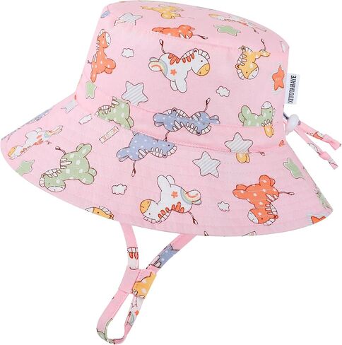 Baby Sun Hat, Adjustable Toddler Bucket Hat, Summer Beach Kids Wide Brim Caps for Boys Girls Infant Age 1-6 Years in Kuwait