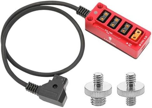 12V Metal Regulated Surge Protection P-Tap D-Tap Splitter for ARRI|RED|Sony|Teradek |Smallhd|DJI|TILTA |SmallRig|V-Mount|Gold-Mount, 4 * 1/4"-20 Screw Threads- 17.7 inches(Red) in Kuwait