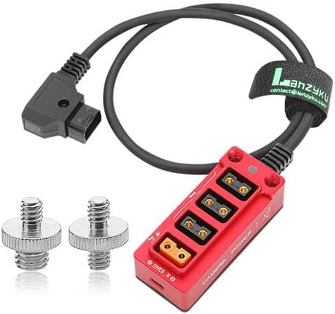 12V Metal Regulated Surge Protection P-Tap D-Tap Splitter for ARRI|RED|Sony|Teradek |Smallhd|DJI|TILTA |SmallRig|V-Mount|Gold-Mount, 4 * 1/4"-20 Screw Threads- 17.7 inches(Red) in Kuwait