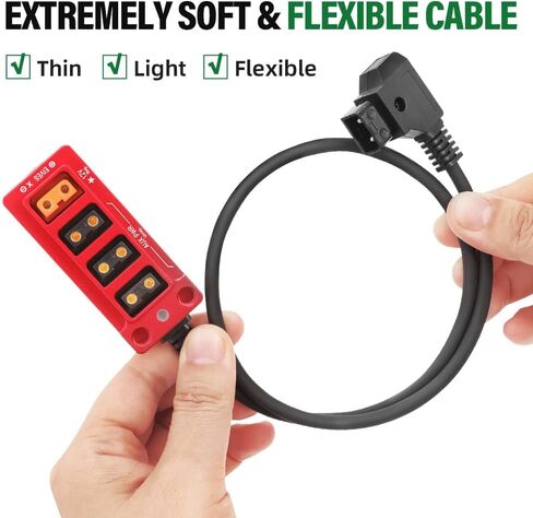 12V Metal Regulated Surge Protection P-Tap D-Tap Splitter for ARRI|RED|Sony|Teradek |Smallhd|DJI|TILTA |SmallRig|V-Mount|Gold-Mount, 4 * 1/4"-20 Screw Threads- 17.7 inches(Red) in Kuwait