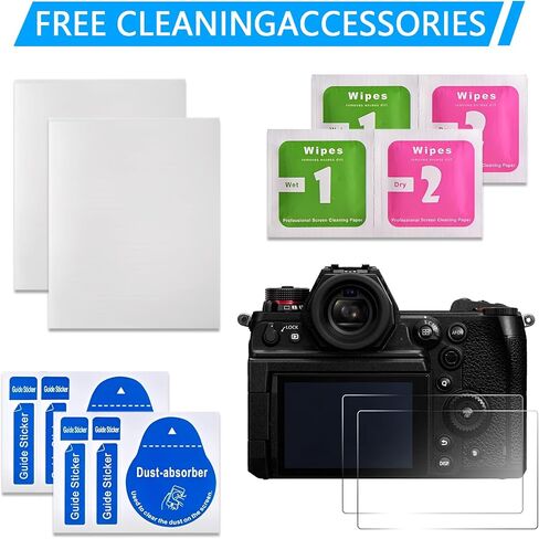 2PCS Tempered Glass Screen Protector for Compatible with Panasonic Lumix S1II, S1 IIE, DC-GH7, DC-S1RII, DC-G97, 9H Hardness, Anti-Scratch, Easy Installation Kit in Kuwait