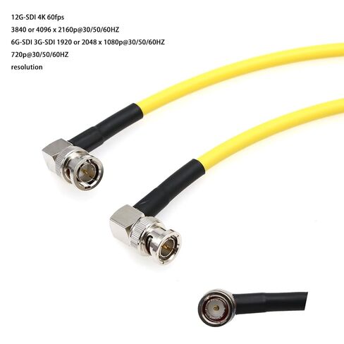 4K 12G SDI BNC Video Coaxial Cable for RED Komodo Komodo-X V-Raptor XL DSMC2 Camera Ninja V Shogun SmallHD Portkeys Feelworld Monitor Teradek, Yellow Canare 80cm in Kuwait