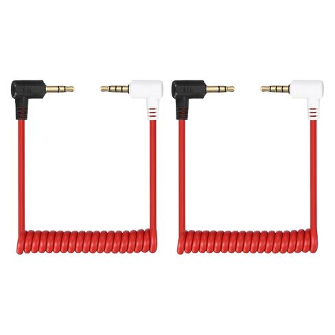 3.5mm TRS to TRS Patch Cable Cord Wire, Angle-Angle Microphone Patch Cable Coiled Retractable for DSLR Cameras PC, Red(3-Pole to 4-Pole) in Kuwait