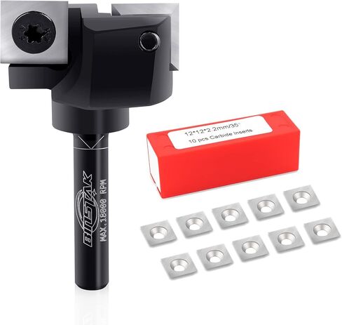 CNC Spoilboard Surfacing Router Bit, 1/4" Shank 1-1/4" Cutting Diameter, Slab Flattening Router Bits Planing Bit with 1 Box Carbide Inserts (10PCS) in Kuwait