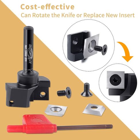 CNC Spoilboard Surfacing Router Bit, 1/4" Shank 1-1/4" Cutting Diameter, Slab Flattening Router Bits Planing Bit with 1 Box Carbide Inserts (10PCS) in Kuwait