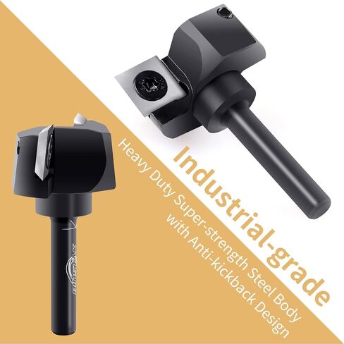 CNC Spoilboard Surfacing Router Bit, 1/4" Shank 1-1/4" Cutting Diameter, Slab Flattening Router Bits Planing Bit with 1 Box Carbide Inserts (10PCS) in Kuwait
